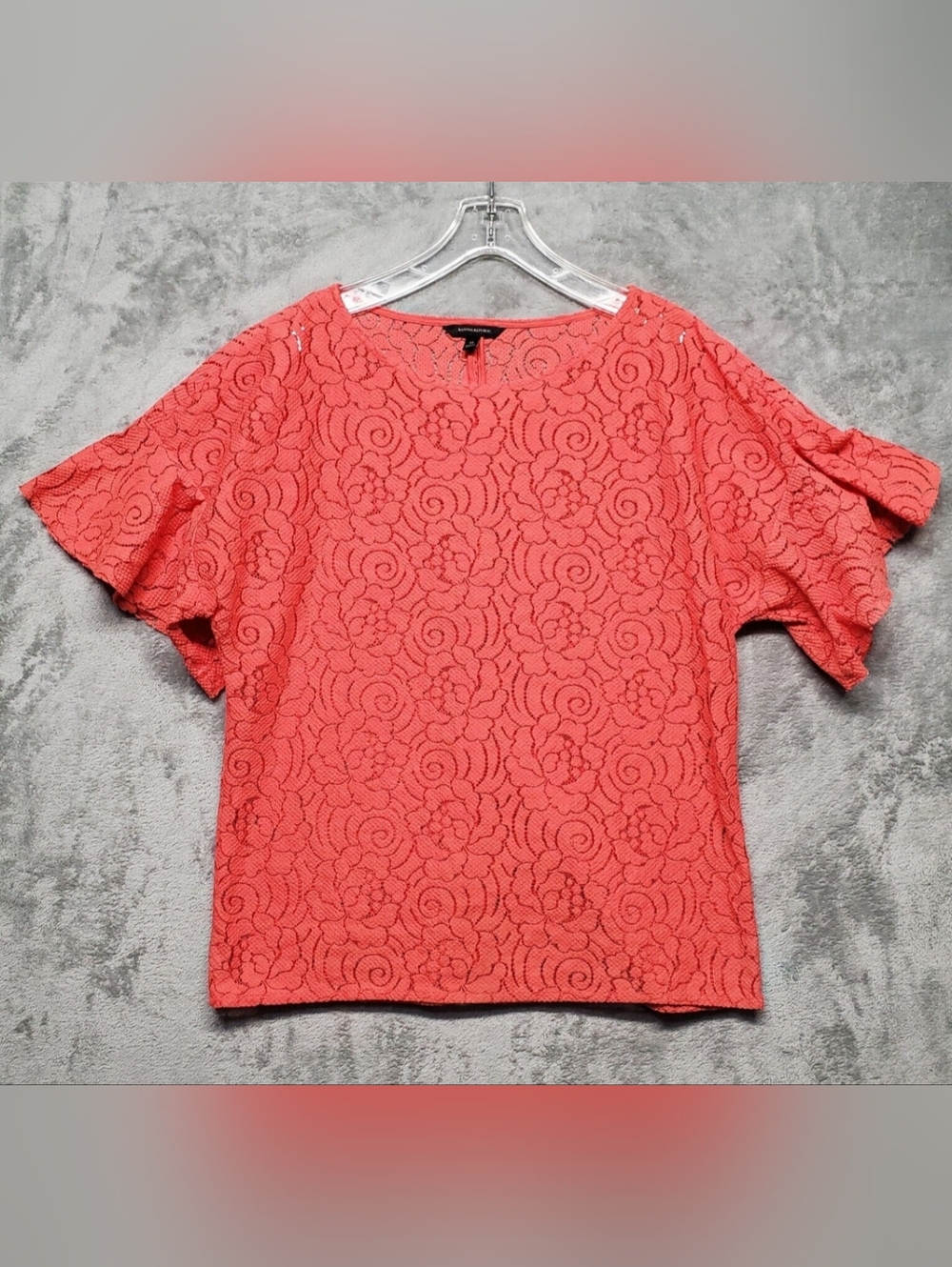 NWT Banana Republic Floral Lace Flutter Sleeve Short Sleeve Blouse w/ cami Sz L